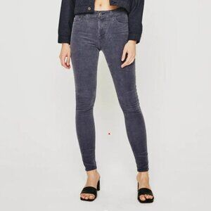 AG ADRIANO GOLDSCHMIED SZ 26R Farrah Skinny High-rise Medium Gray Corduroy Jeans